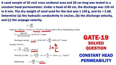 soil permeability test formula